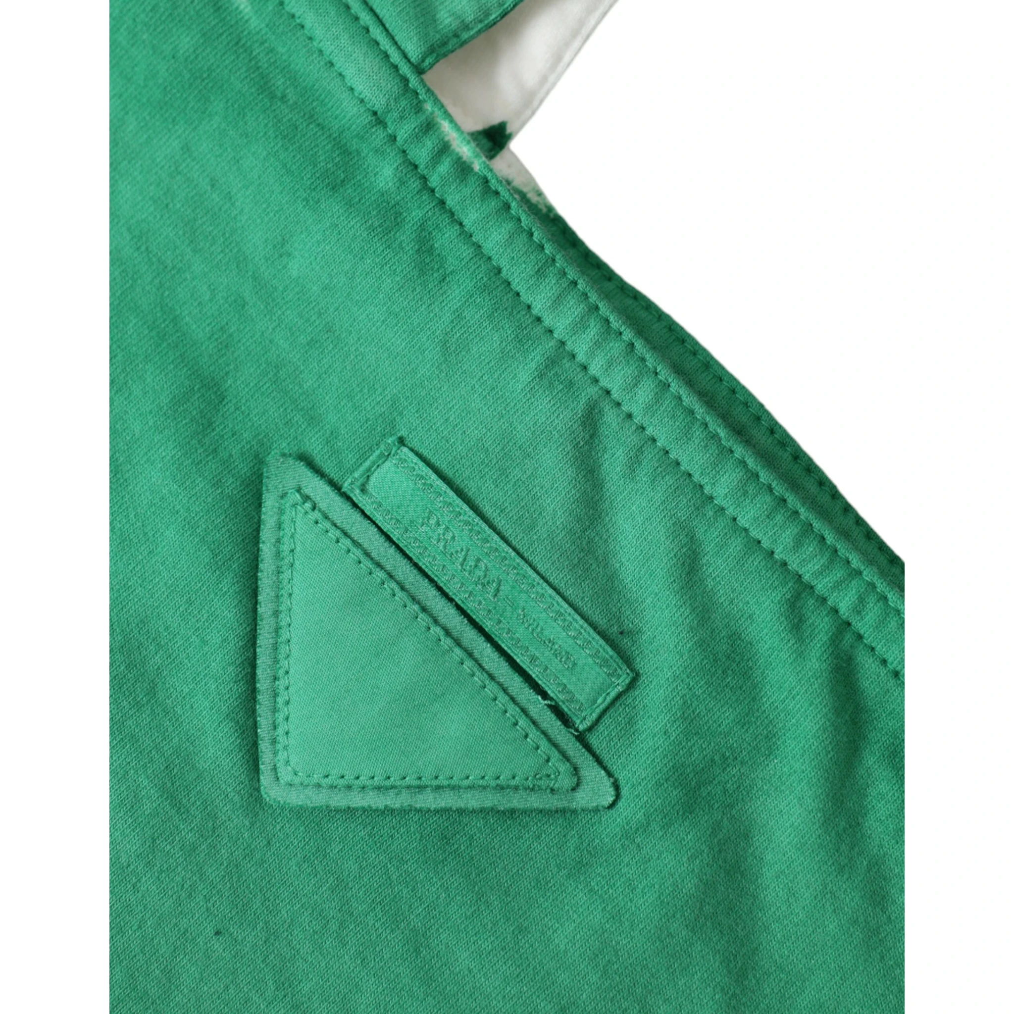 Green Jersey Fabric Logo Shoulder Shopping Tote Shopping Bag