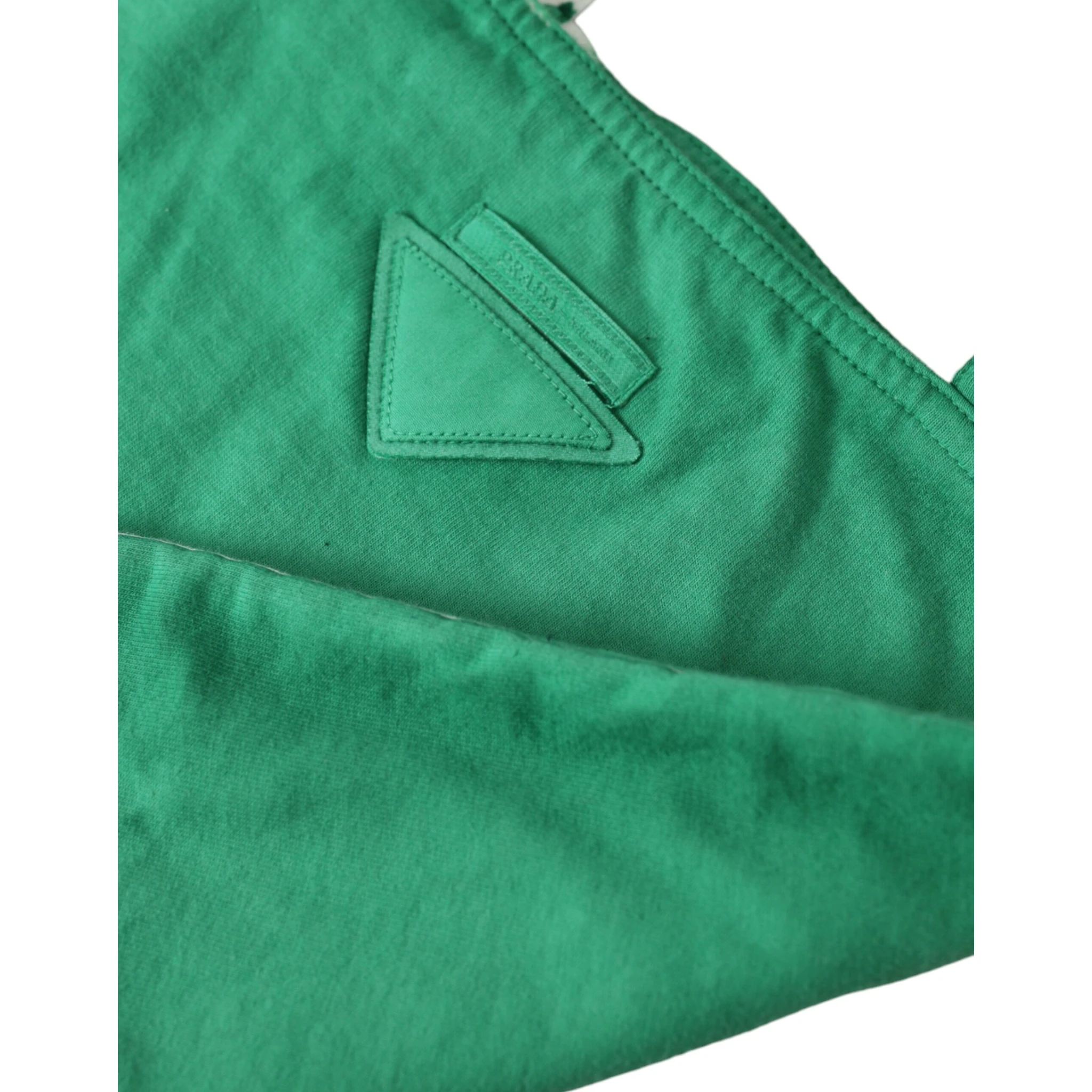 Green Jersey Fabric Logo Shoulder Shopping Tote Shopping Bag