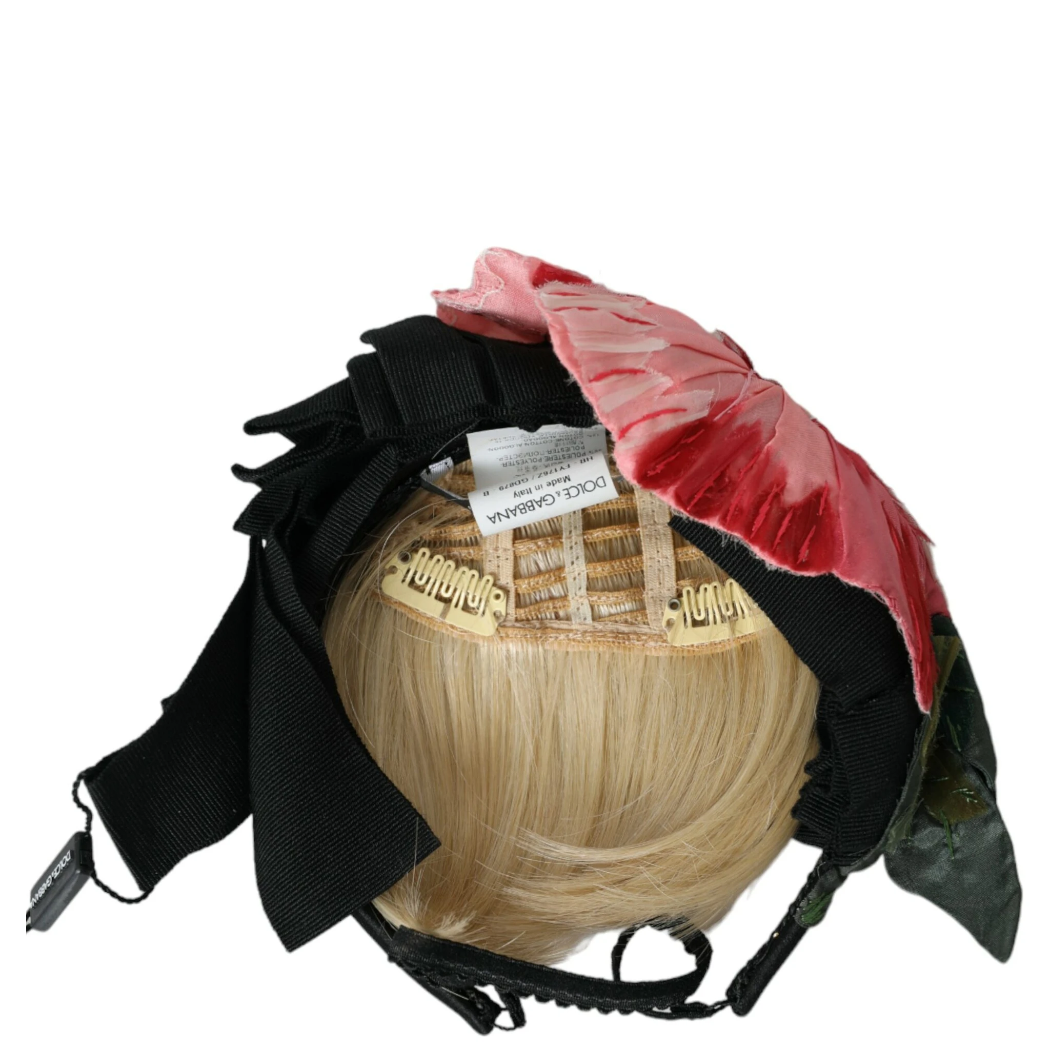 Black Viscose White Hair Parrucchiera Headband Diadem