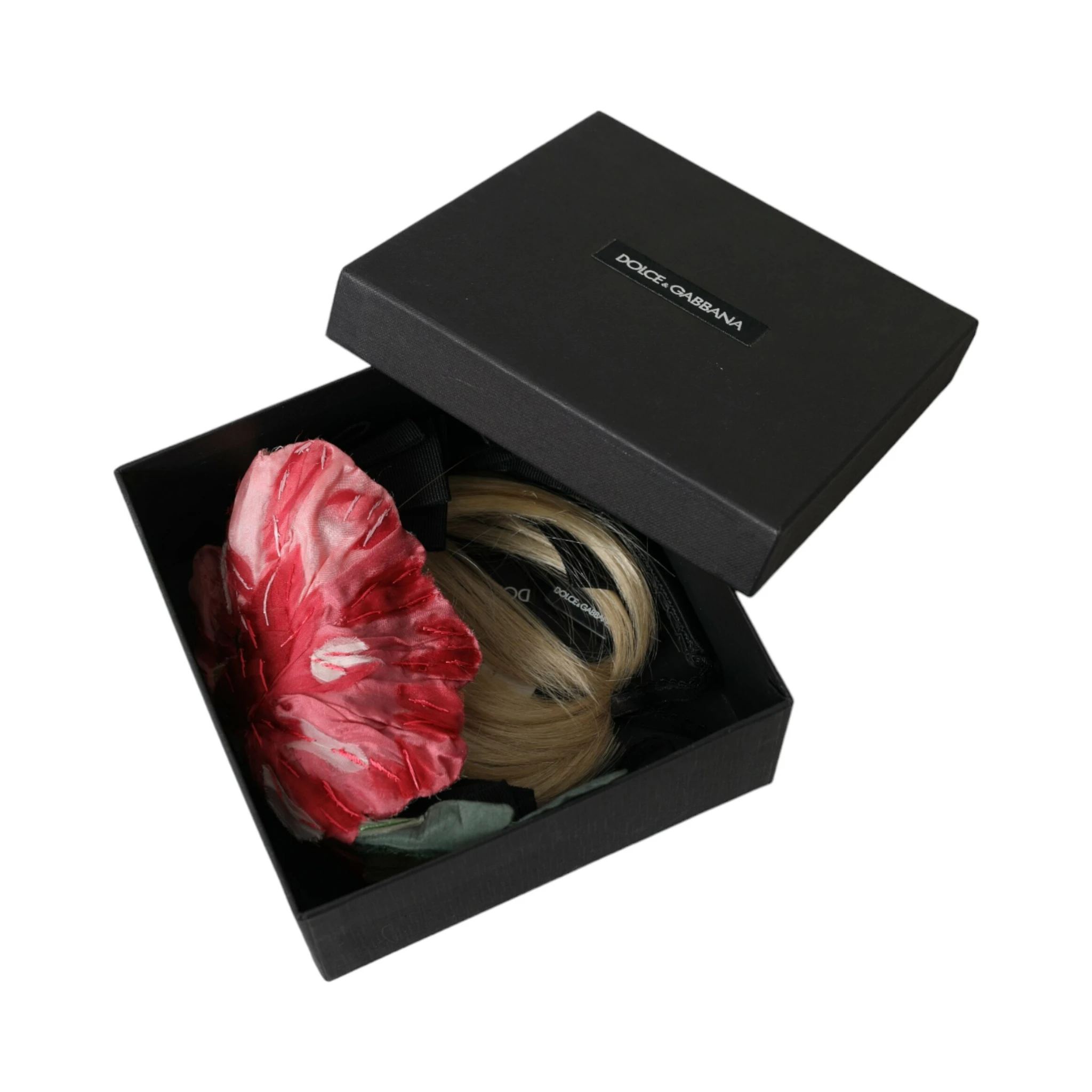 Black Viscose White Hair Parrucchiera Headband Diadem