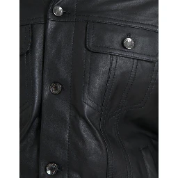 Black Leather Fur Collar Biker Coat Jacket