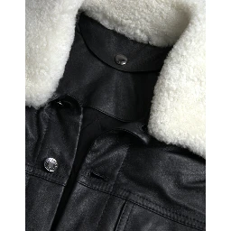 Black Leather Fur Collar Biker Coat Jacket