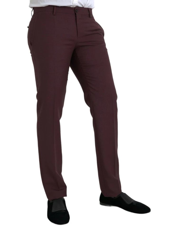 Maroon Wool Men Slim Fit Dress Pants alternative