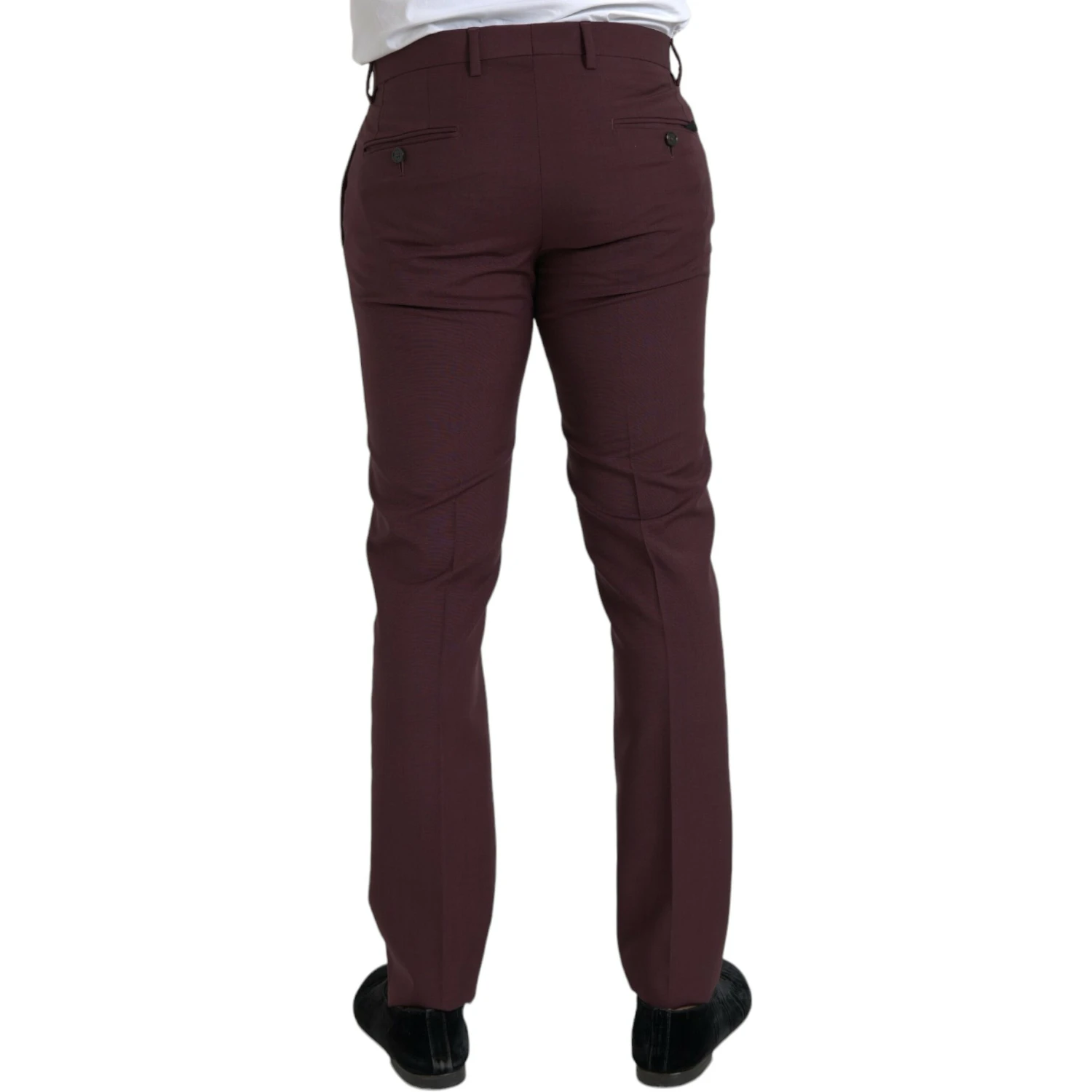 Maroon Wool Men Slim Fit Dress Pants