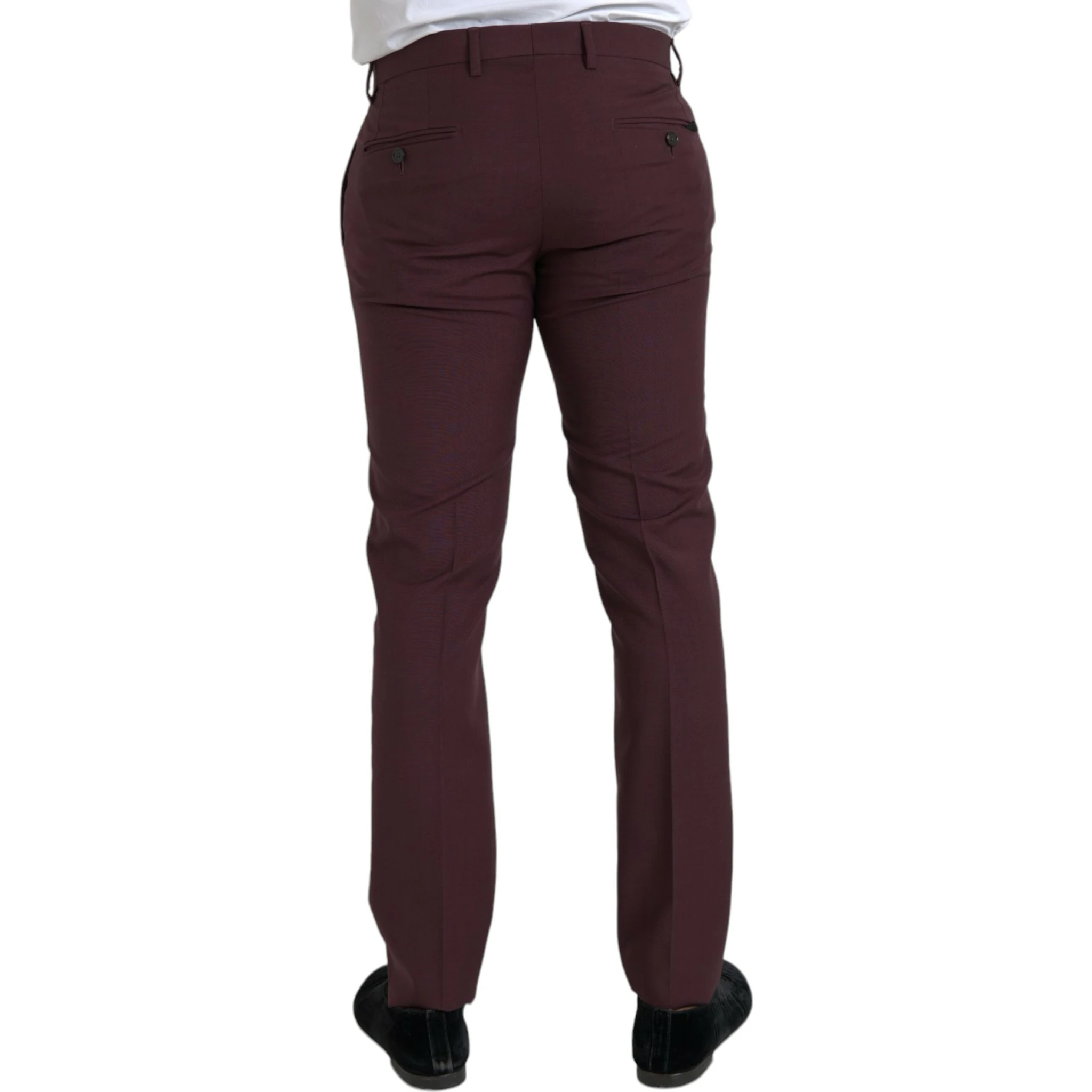 Maroon Wool Men Slim Fit Dress Pants
