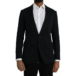 Black Wool Notch Single Breasted Coat Blazer