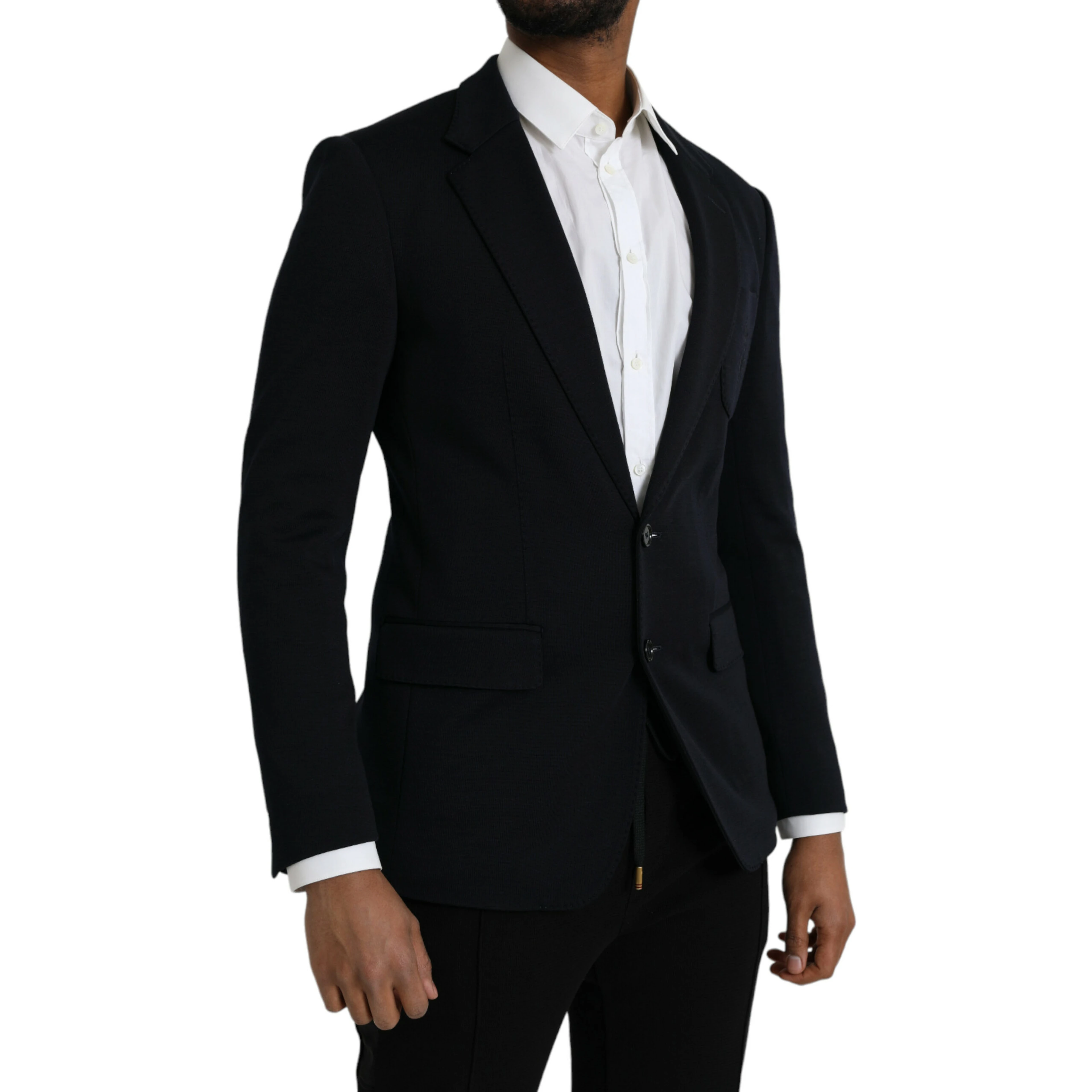 Black Wool Notch Single Breasted Coat Blazer