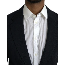 Black Wool Notch Single Breasted Coat Blazer