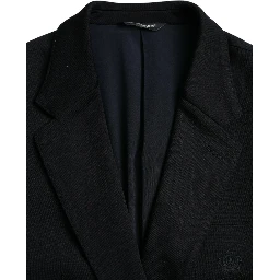 Black Wool Notch Single Breasted Coat Blazer