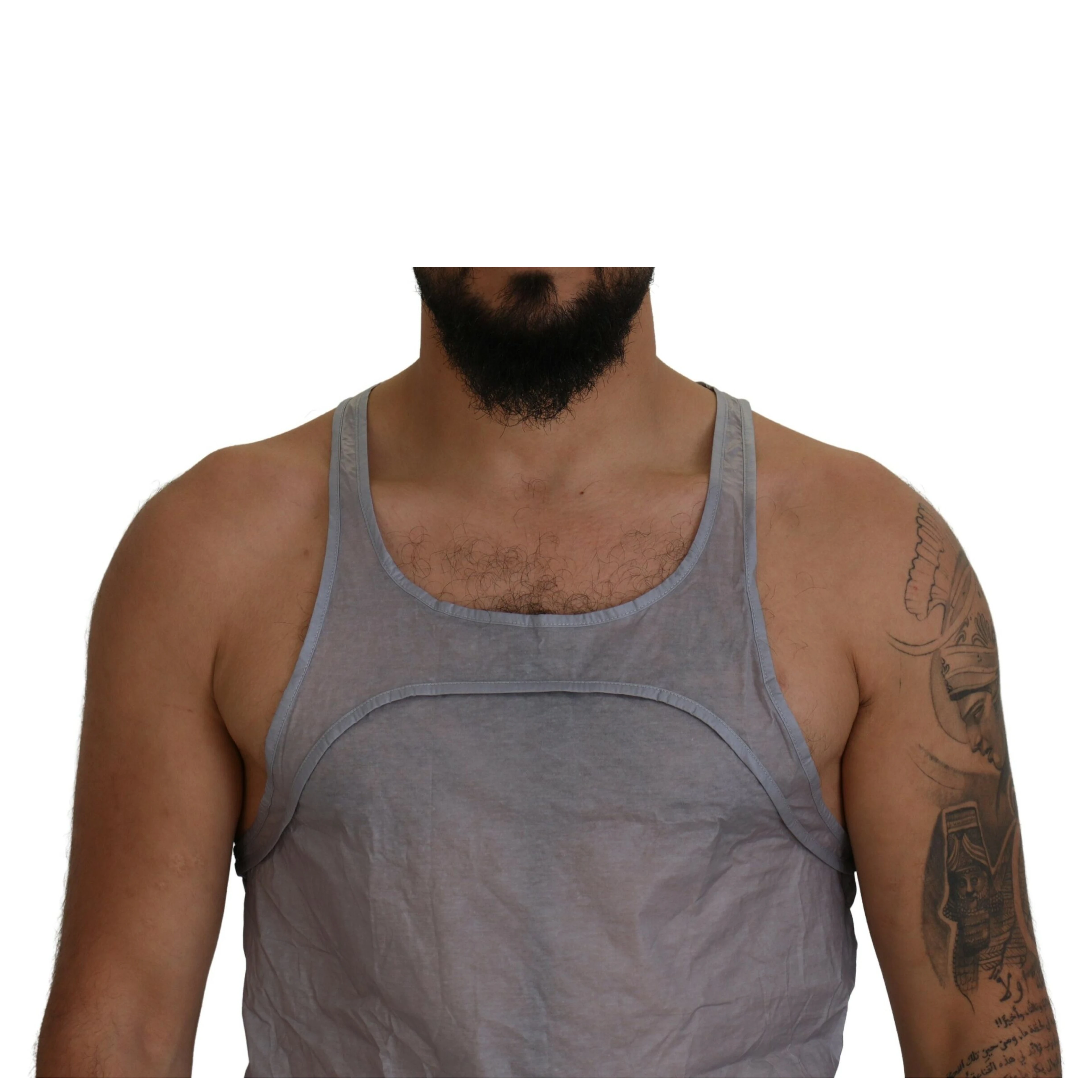 Light Gray Cotton Sleeveless Tank Men Top T-shirt
