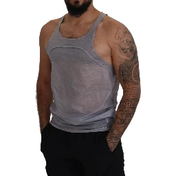 Light Gray Cotton Sleeveless Tank Men Top T-shirt