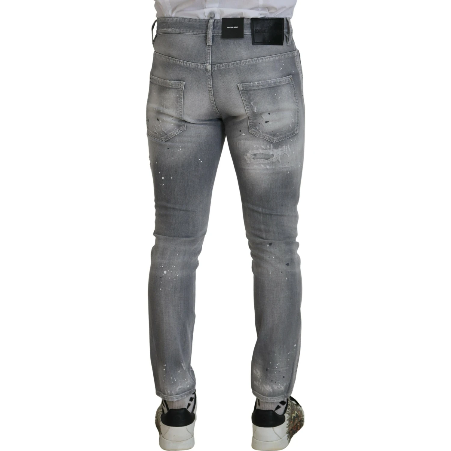 Gray Washed Cotton Slim Fit Casual Men Denim Jeans