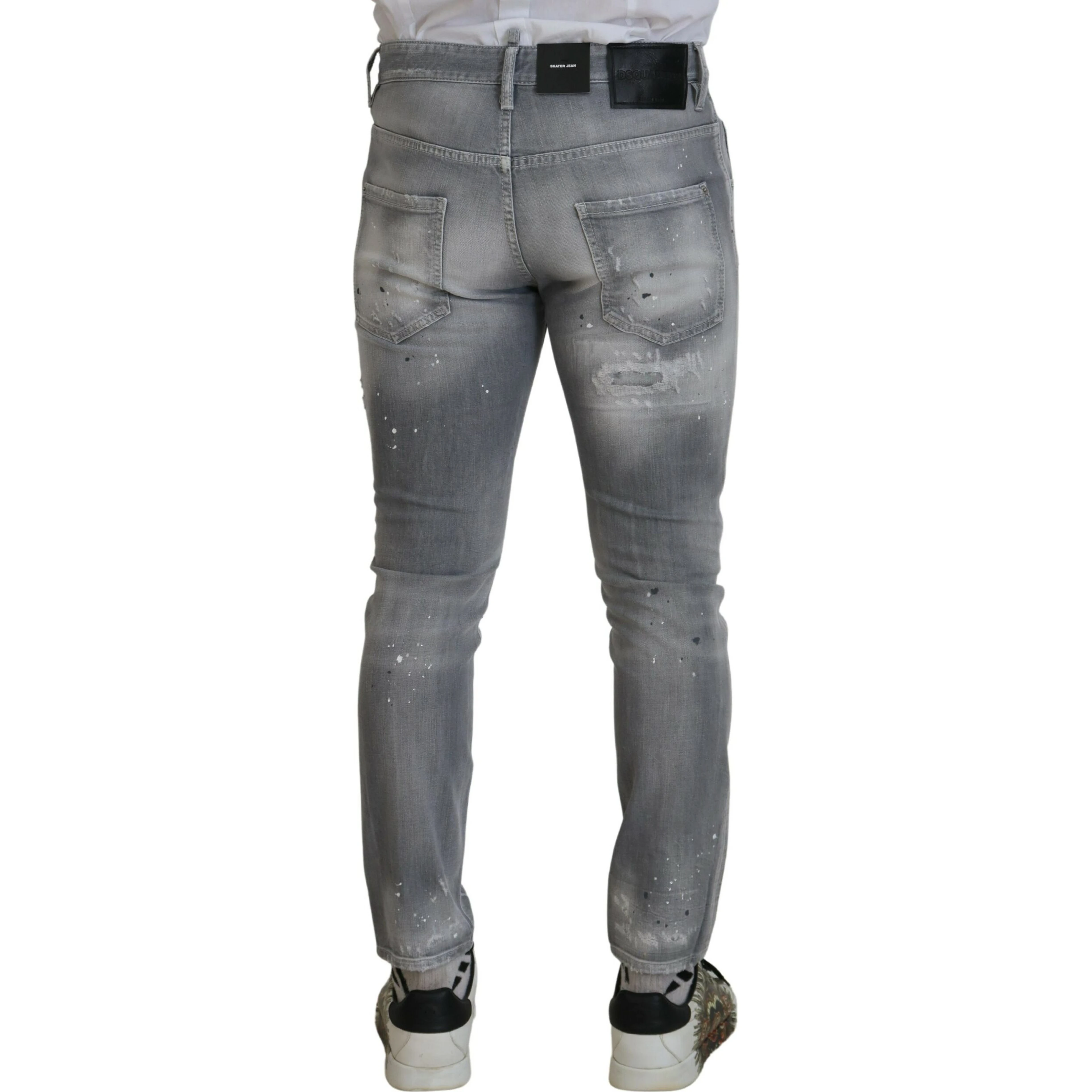 Gray Washed Cotton Slim Fit Casual Men Denim Jeans