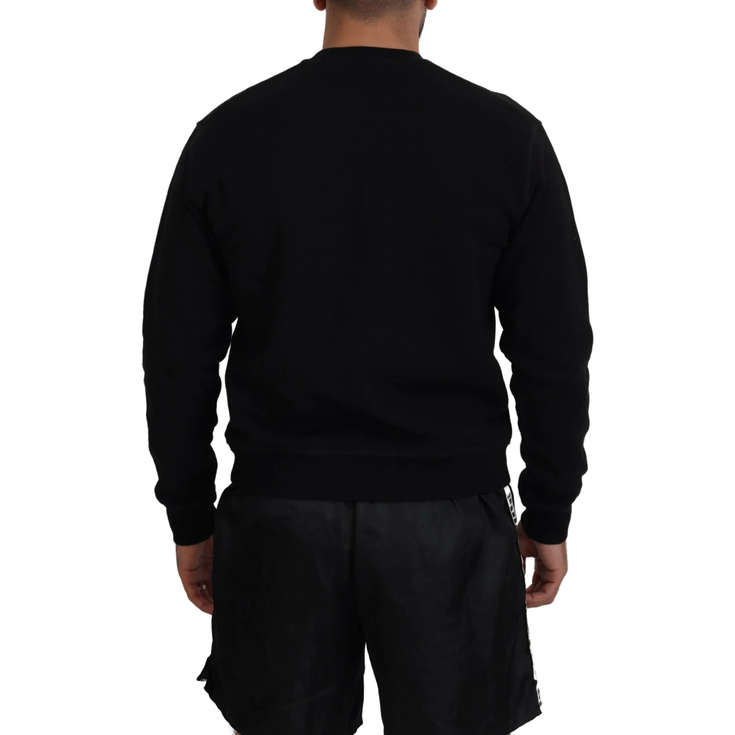 Black Printed Long Sleeves Pullover Sweater