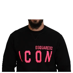 Black Printed Long Sleeves Pullover Sweater