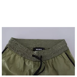 Green Cotton Mid Waist Drawstring Tapered Shorts