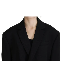 Black Double Breasted Coat Blazer Jacket
