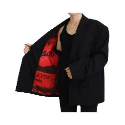 Black Double Breasted Coat Blazer Jacket