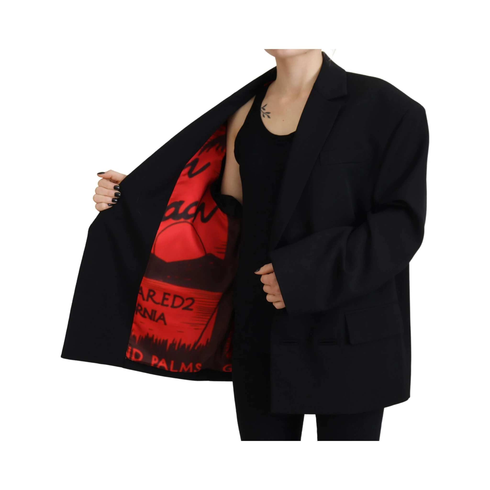 Black Double Breasted Coat Blazer Jacket