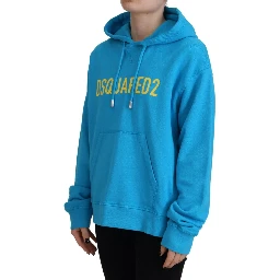 Blue Logo Print Cotton Hoodie Sweatshirt Sweater