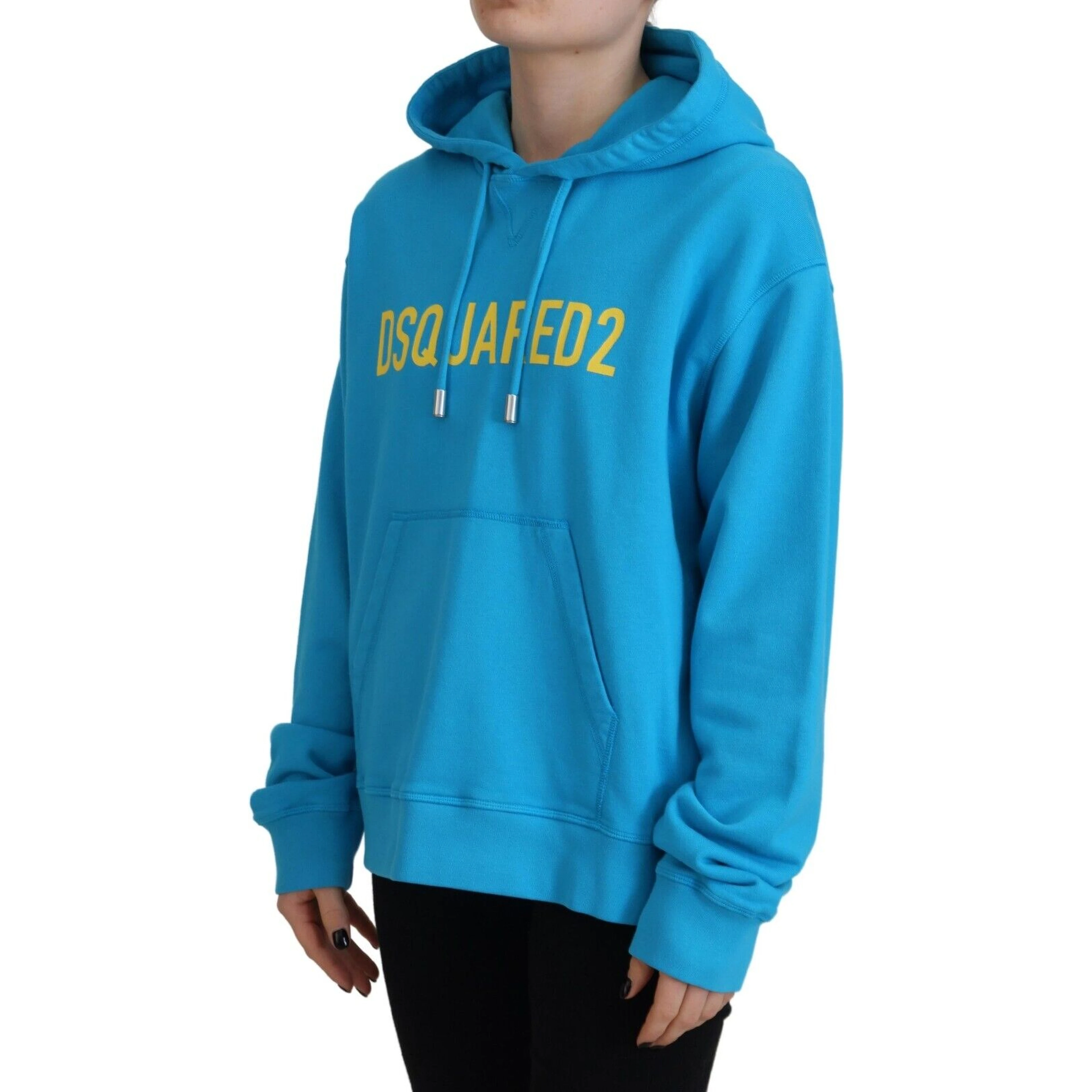 Blue Logo Print Cotton Hoodie Sweatshirt Sweater