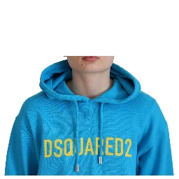 Blue Logo Print Cotton Hoodie Sweatshirt Sweater