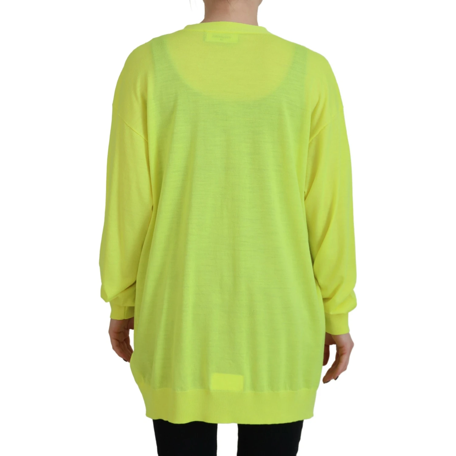 Yellow Wool Knitted Buttoned Cardigan Sweater
