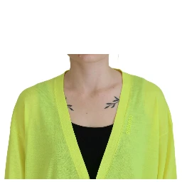 Yellow Wool Knitted Buttoned Cardigan Sweater