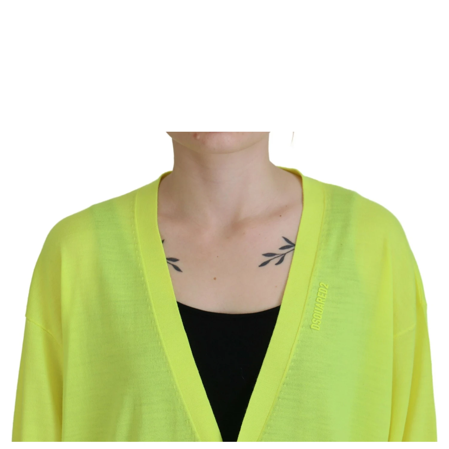 Yellow Wool Knitted Buttoned Cardigan Sweater