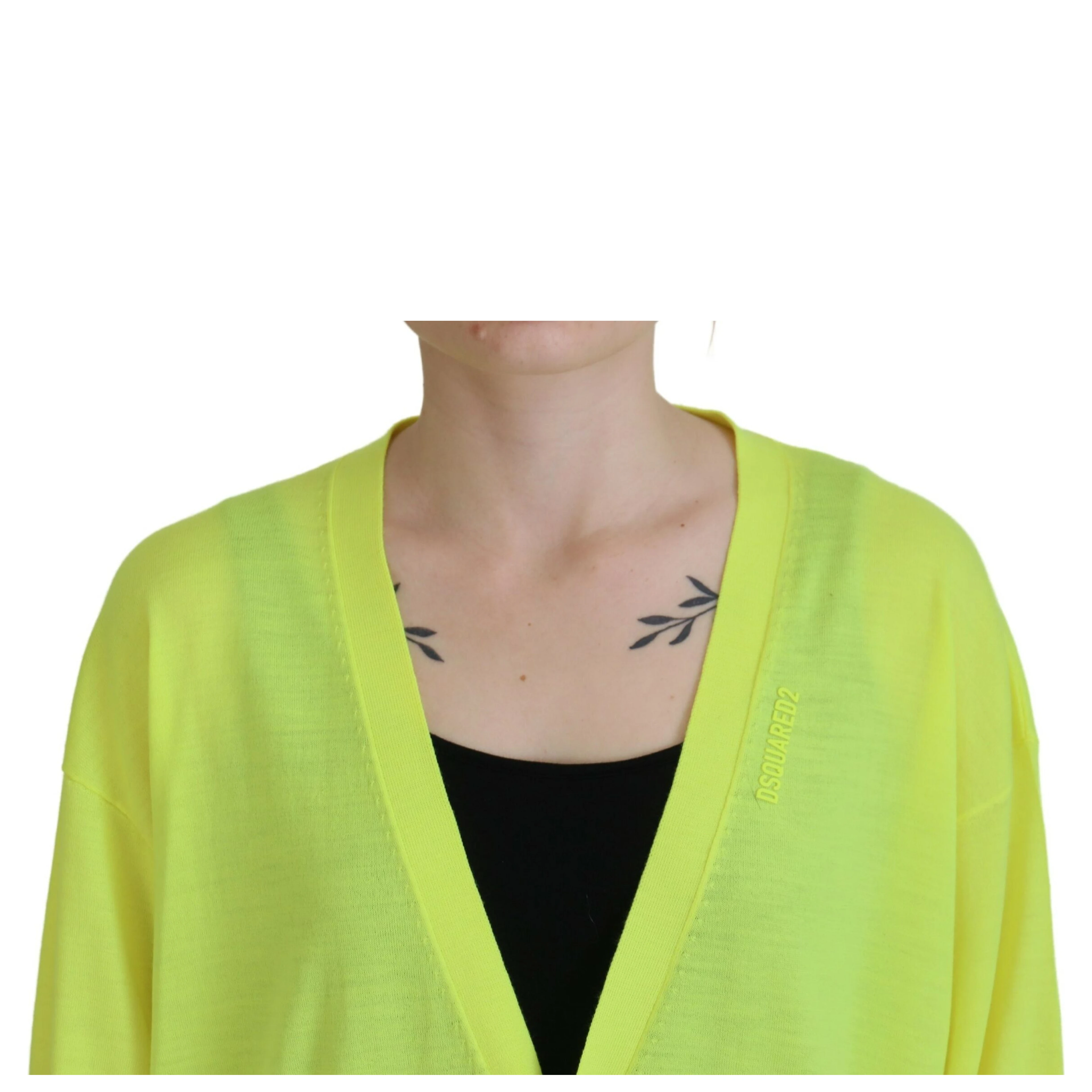Yellow Wool Knitted Buttoned Cardigan Sweater