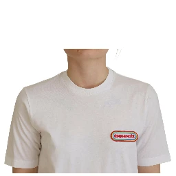 White Logo Patch Crewneck Short Sleeve Tee T-shirt