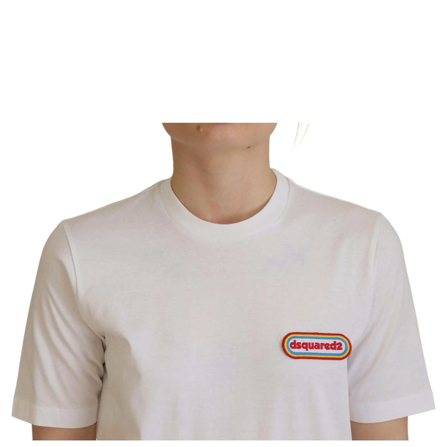 White Logo Patch Crewneck Short Sleeve Tee T-shirt