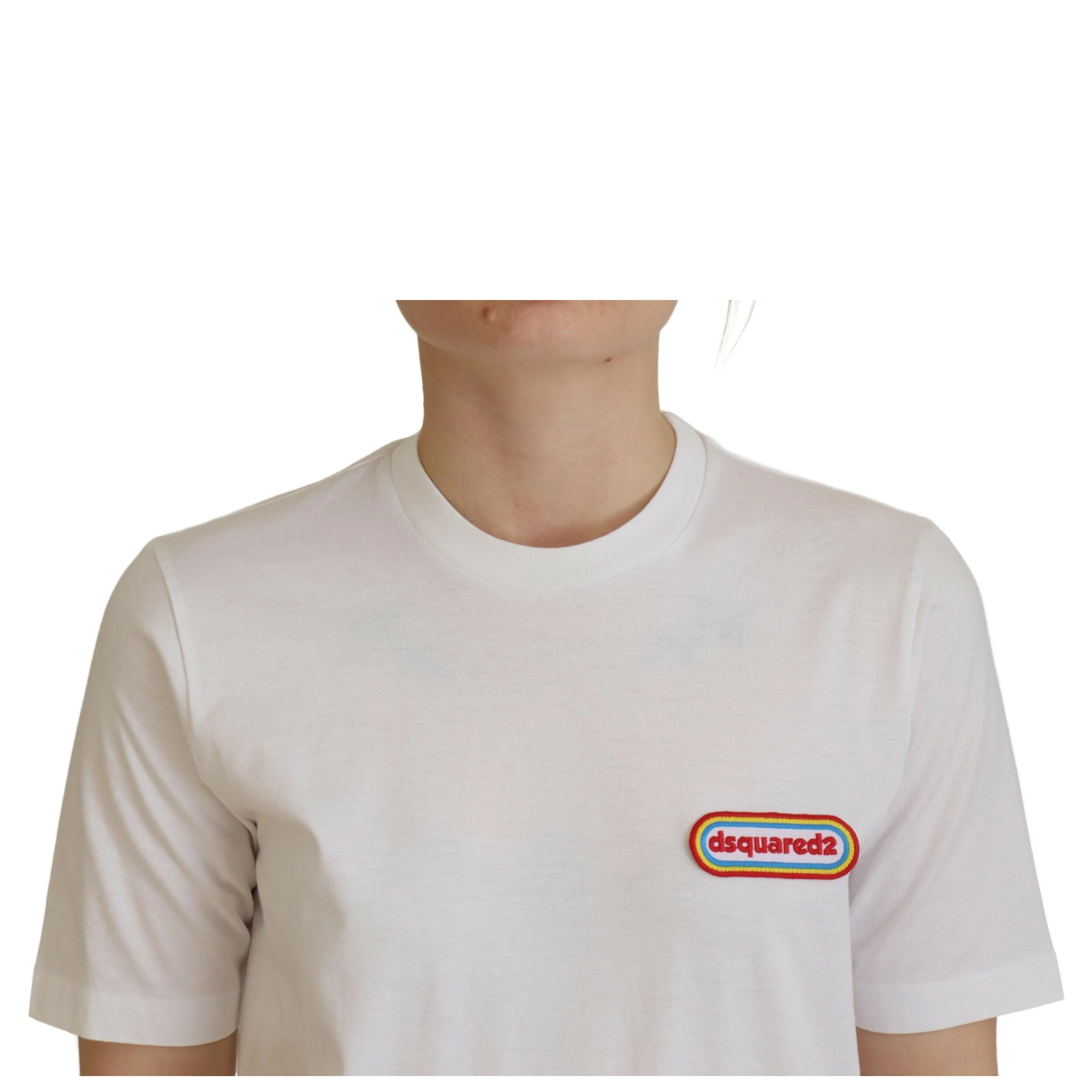 White Logo Patch Crewneck Short Sleeve Tee T-shirt