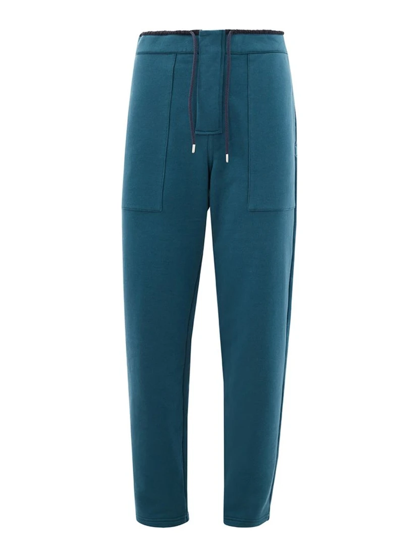 Blue Cotton Athletic Pants