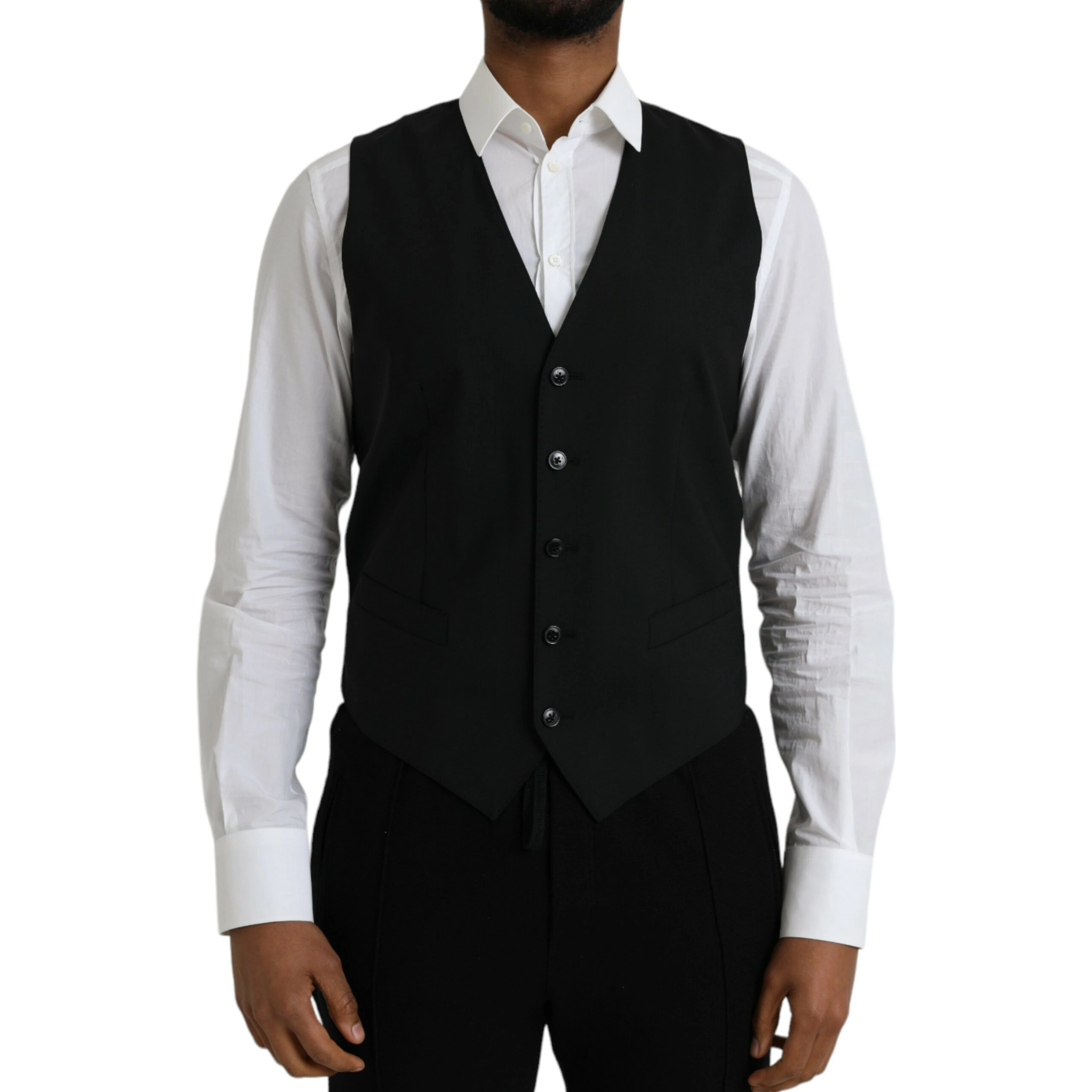 Black Wool Formal Dress Waistcoat Vest