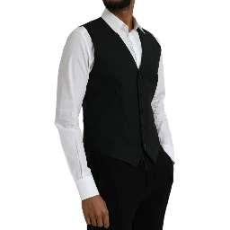 Black Wool Formal Dress Waistcoat Vest