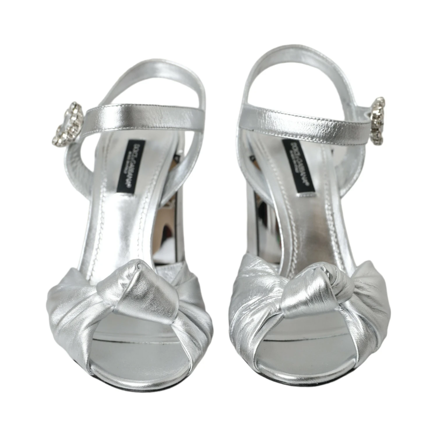 Silver Lambskin Leather Heels Sandals Shoes