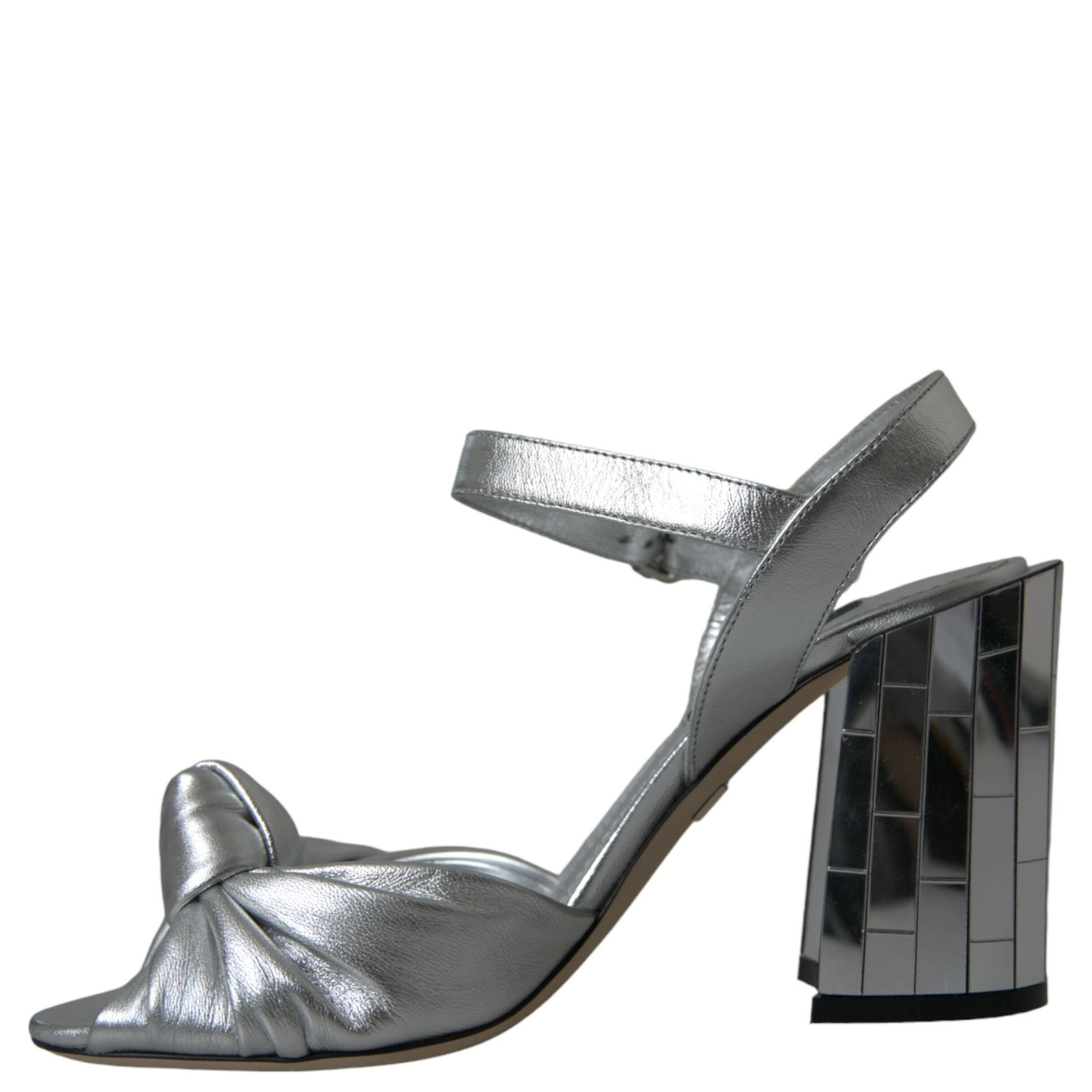Silver Lambskin Leather Heels Sandals Shoes