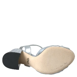Silver Lambskin Leather Heels Sandals Shoes