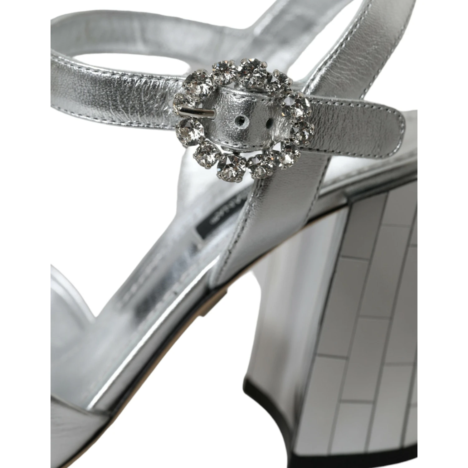 Silver Lambskin Leather Heels Sandals Shoes