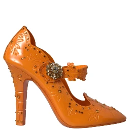Orange CINDERELLA Floral Crystal Pumps Shoes