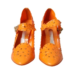 Orange CINDERELLA Floral Crystal Pumps Shoes