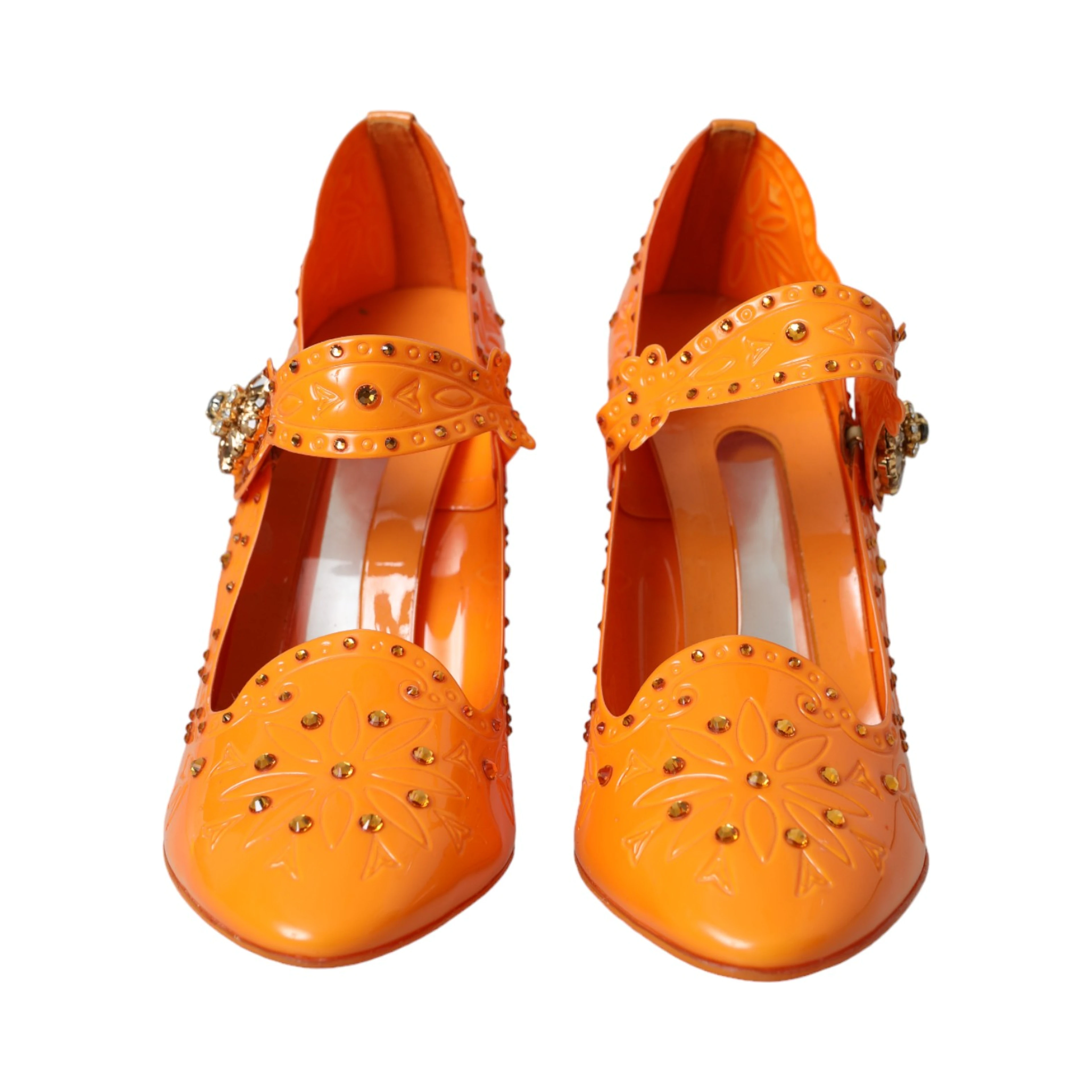 Orange CINDERELLA Floral Crystal Pumps Shoes