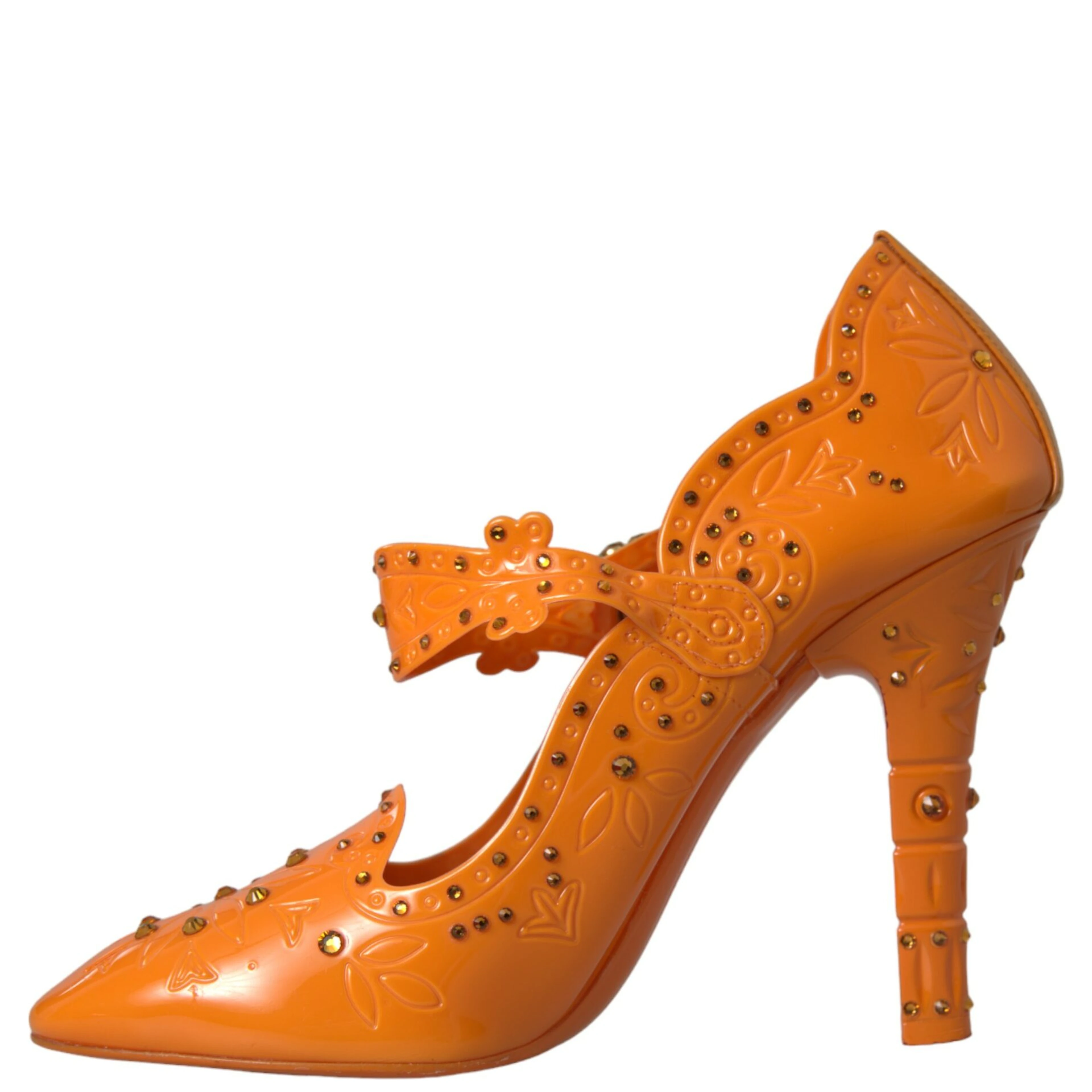 Orange CINDERELLA Floral Crystal Pumps Shoes