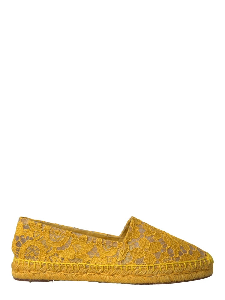 Yellow Taormina Lace Espadrille Loafers Flats Shoes