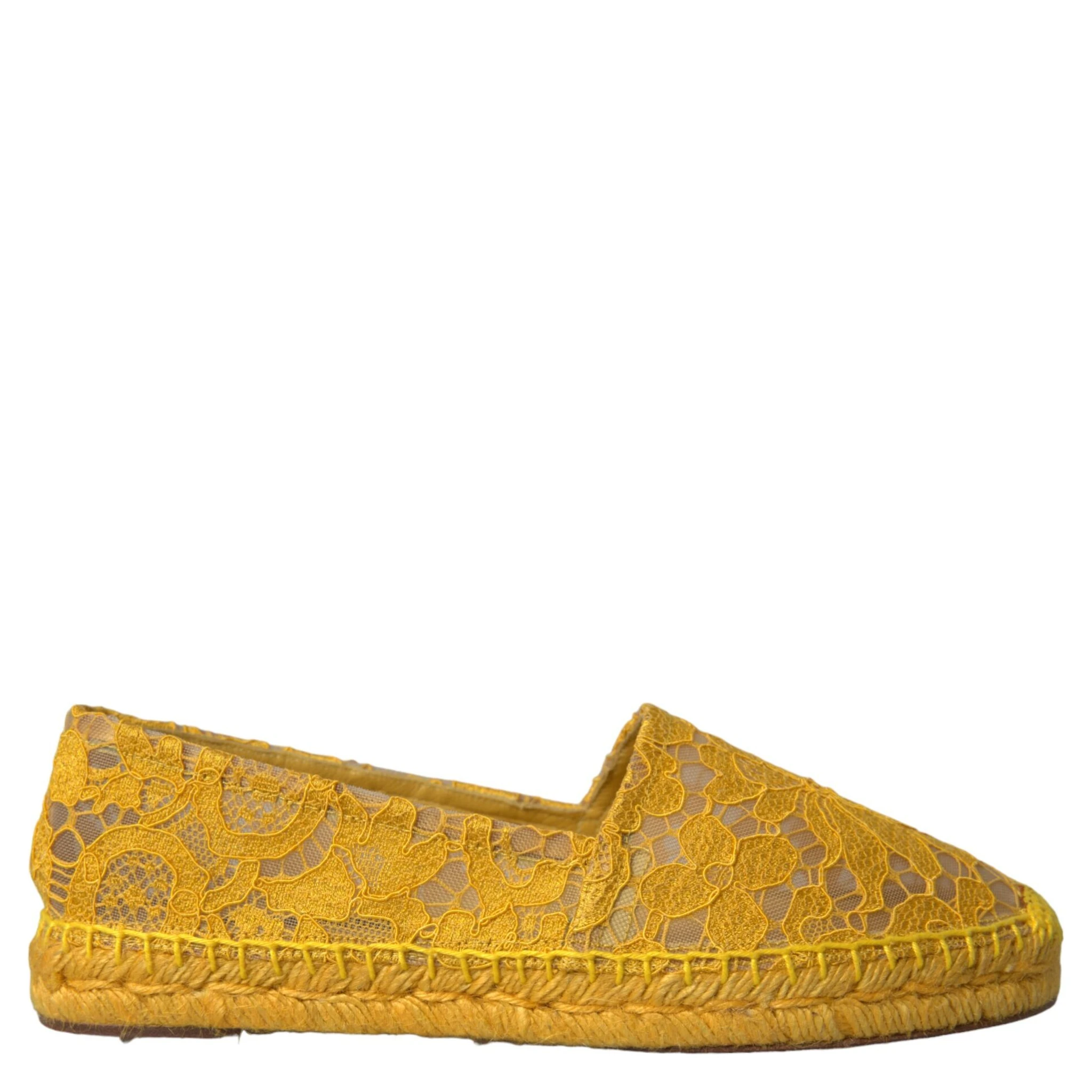 Yellow Taormina Lace Espadrille Loafers Flats Shoes