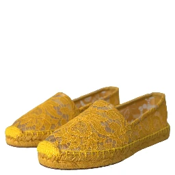 Yellow Taormina Lace Espadrille Loafers Flats Shoes