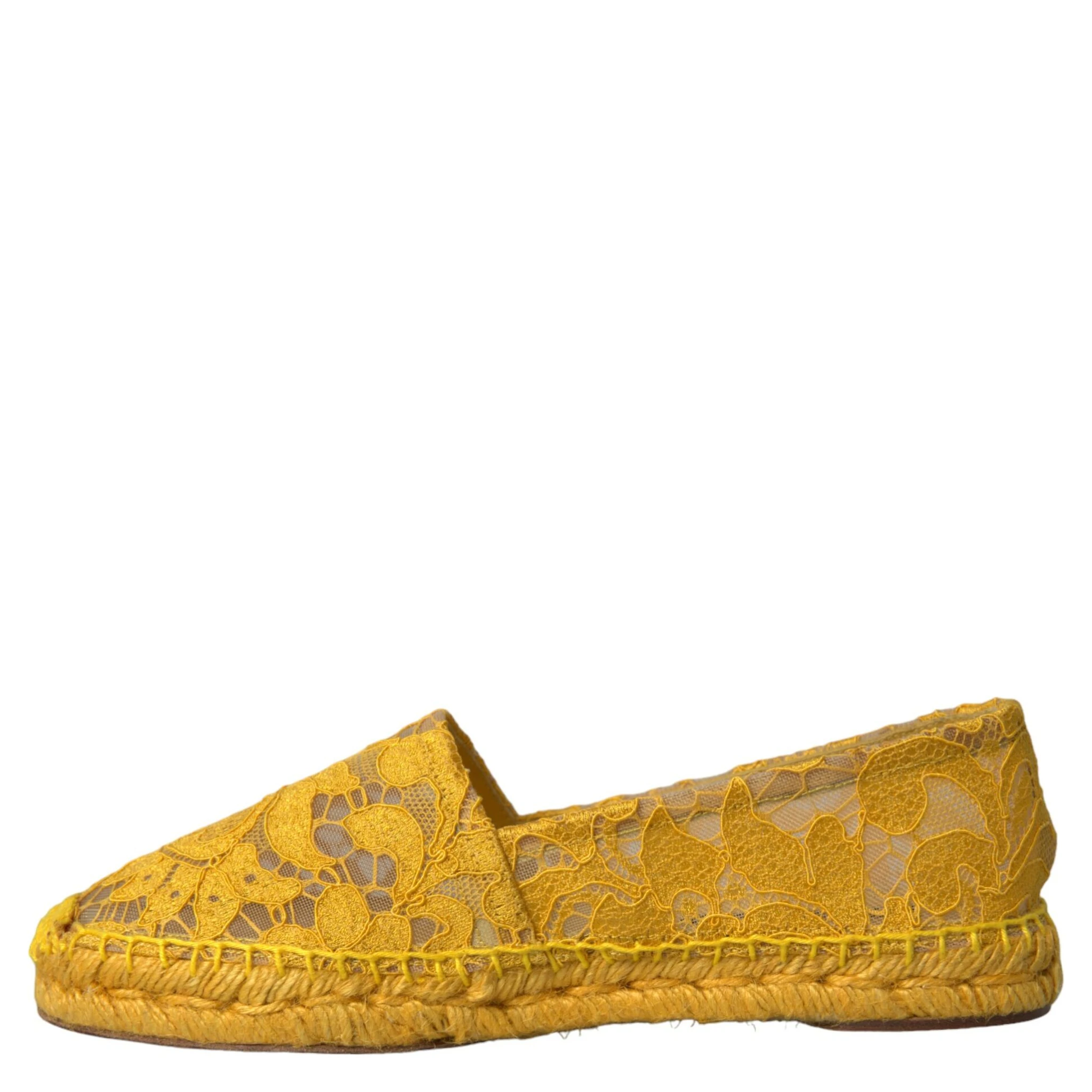 Yellow Taormina Lace Espadrille Loafers Flats Shoes
