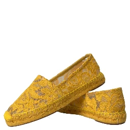 Yellow Taormina Lace Espadrille Loafers Flats Shoes