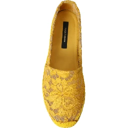 Yellow Taormina Lace Espadrille Loafers Flats Shoes